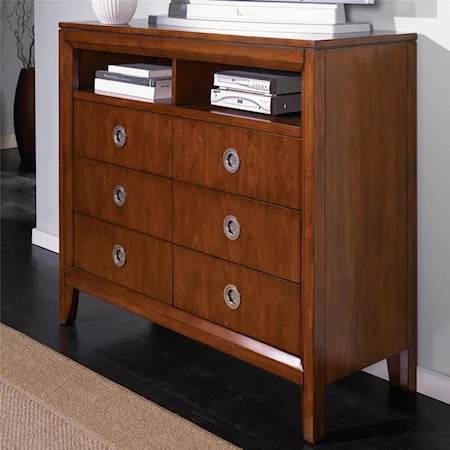 Media Chest with 6 Drawers and Storage Compartments